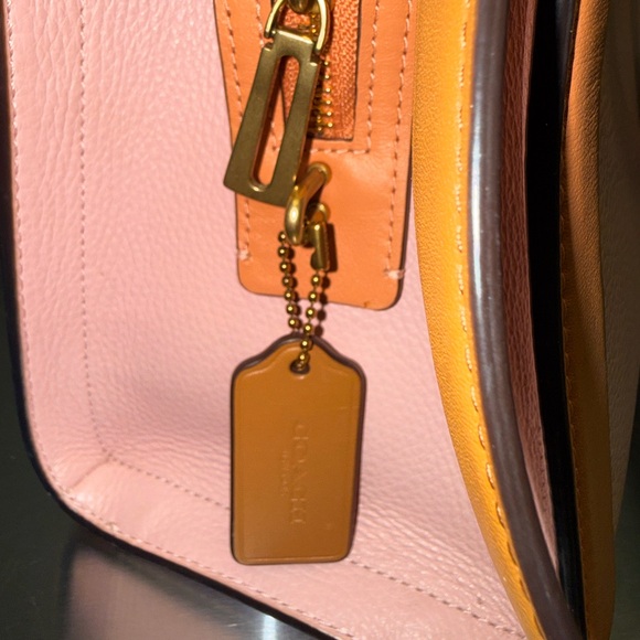 Coach Rouge Pink and Tan Leather Handbag/ Crossbody - Picture 4 of 16
